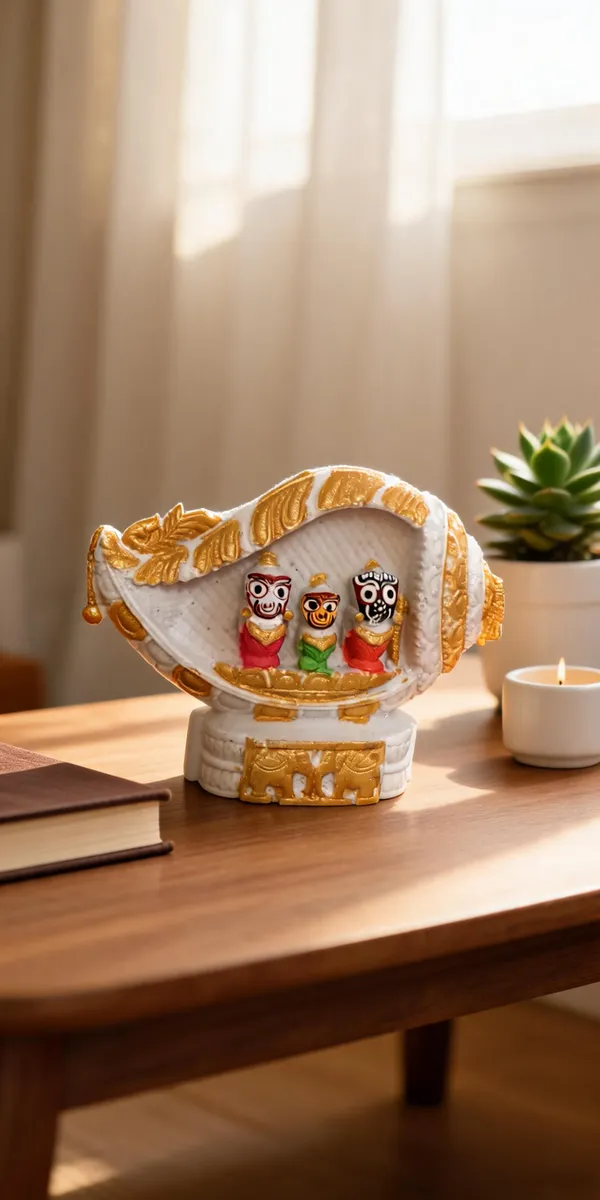 Marble_Dust_Conch_Shell_Jagannath_Trio_Decorative_Idol