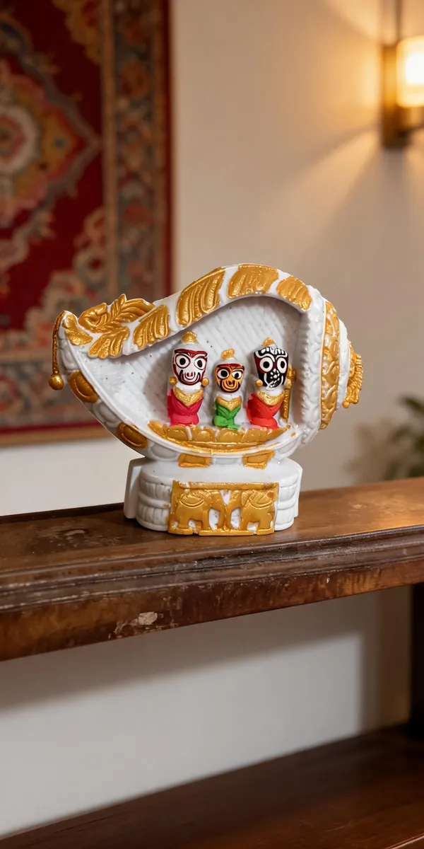 Marble_Dust_Conch_Shell_Jagannath_Trio_Decorative_Idol