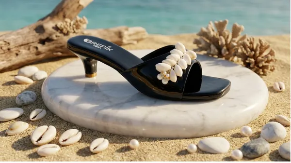 BREPIK_Women's_Cowrie_Shell_Black_Kitten_Heel_Sandals