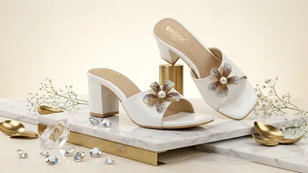 BREPIK_Women's_Floral_White_Heel_Sandals