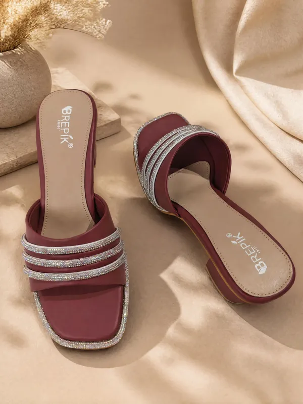 Brepik_Mauve_Embellished_Block_Heel_Sandals_|_Festive_Wear