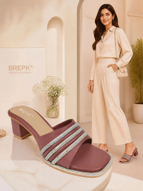 Brepik_Mauve_Embellished_Block_Heel_Sandals_|_Festive_Wear