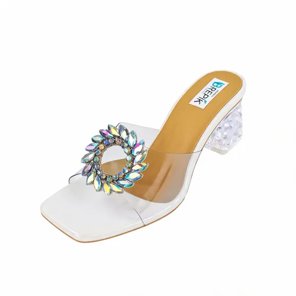 White_Synthetic_Block_Heel_Sandals_For_Women