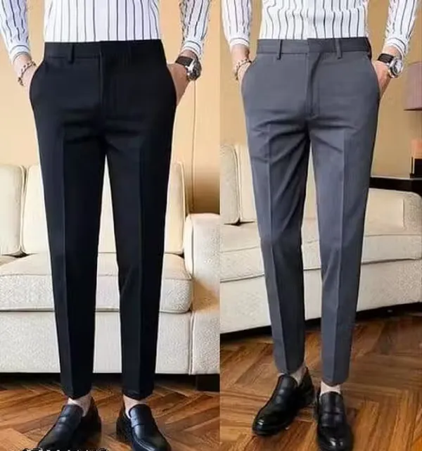 BRDFASHION_Slim_Fit_Men_Black,_Grey_Trousers_()