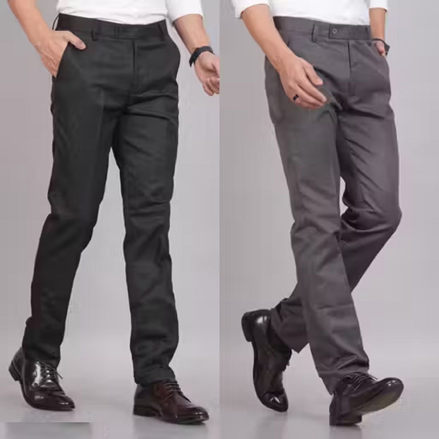 BRDFASHION_Comfort_Fit_Men_Black,_Grey_Trousers_()