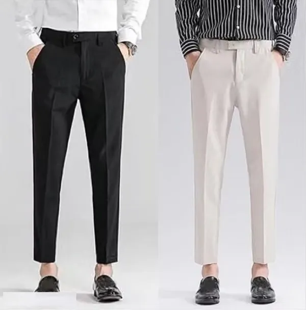 BRDFASHION_Comfort_Fit_Men_Black,_Cream_Trousers_()
