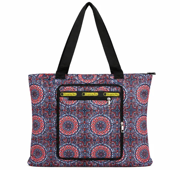 Packable_Tropical_Floral_Print_Shoulder_Tote_Bag_with_Zipper_Closure