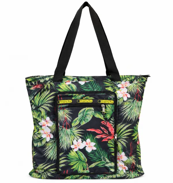Packable_Tropical_Floral_Print_Shoulder_Tote_Bag_with_Zipper_Closure
