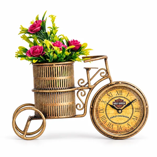 Gold_Metal_Planter_With_Clock_For_Home_Decor,_Garden