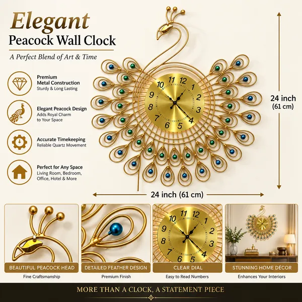 Gold_Metal_Wall_Clock_For_Home,_Office