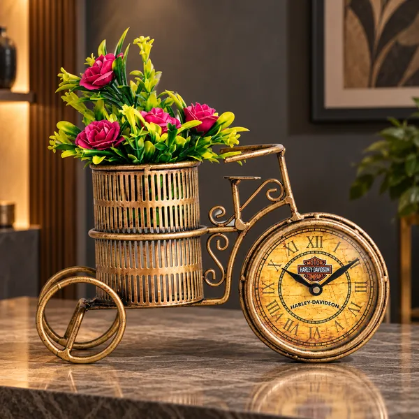 Gold_Metal_Planter_With_Clock_For_Home_Decor,_Garden