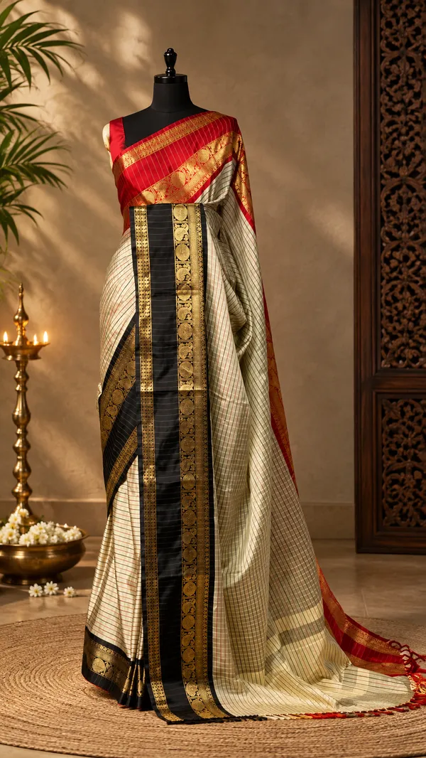 Banarasi_ganga_jamuna_cheks_design_soft_&_lightweight_saree