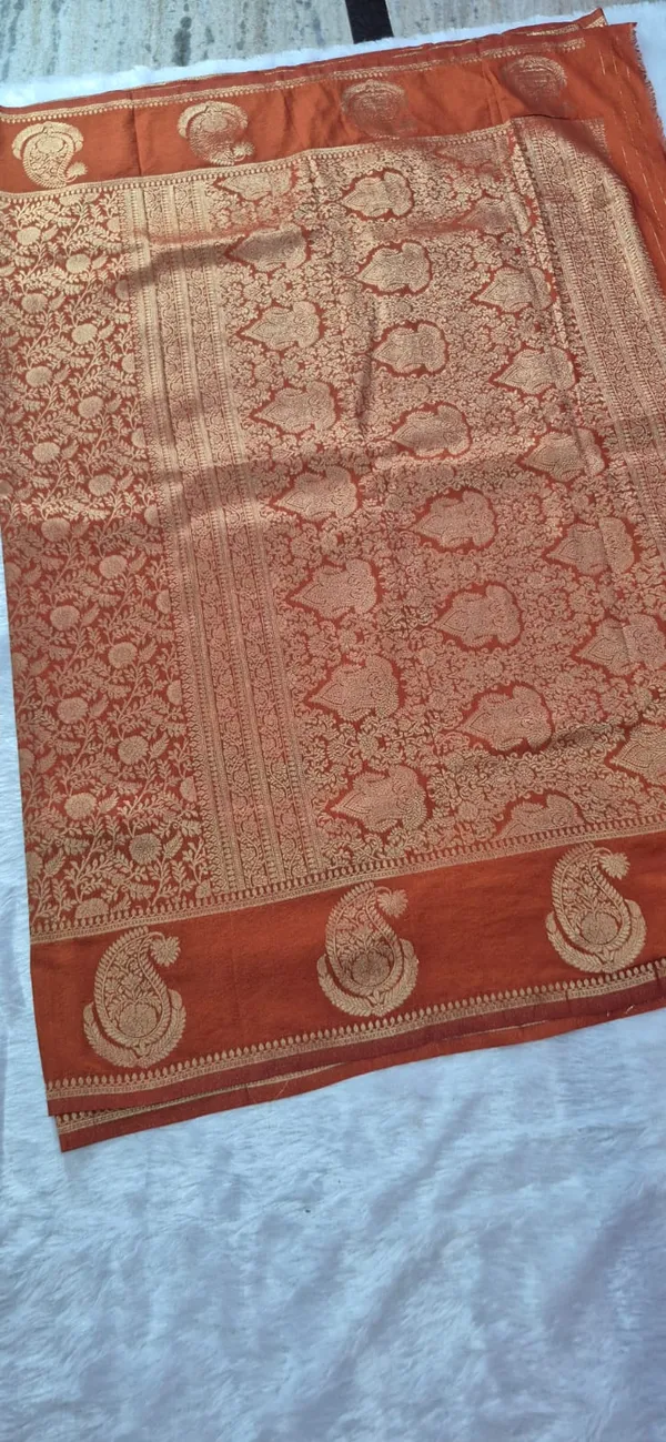 Rust_Orange_And_Gold_Georgette__Saree_Daily_Wear_For_Women