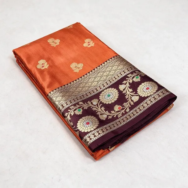 Orange_Semi_Katan_Soft_Silk_Saree_Daily_Wear_For_Women