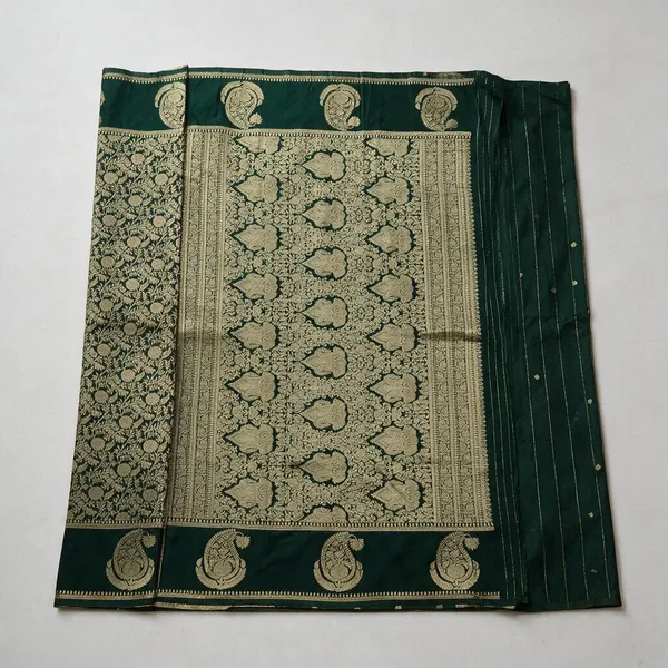 Dark_Green_And_Gold_Georgette__Saree_Daily_Wear_For_Women