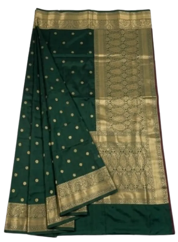 Dark_Green_Semi_Katan_Soft_Silk_Saree_Daily_Wear_For_Women