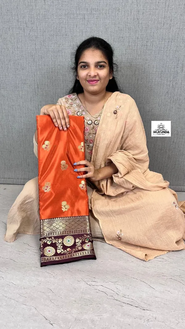 Orange_Semi_Katan_Soft_Silk_Saree_Daily_Wear_For_Women
