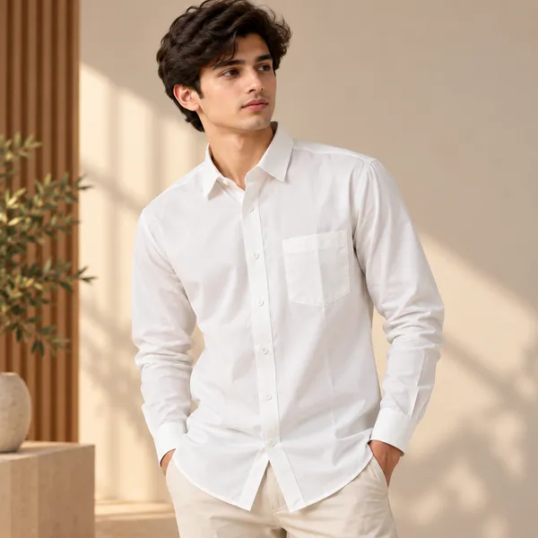 White_Viscose_Plain_Shirt_For_Men