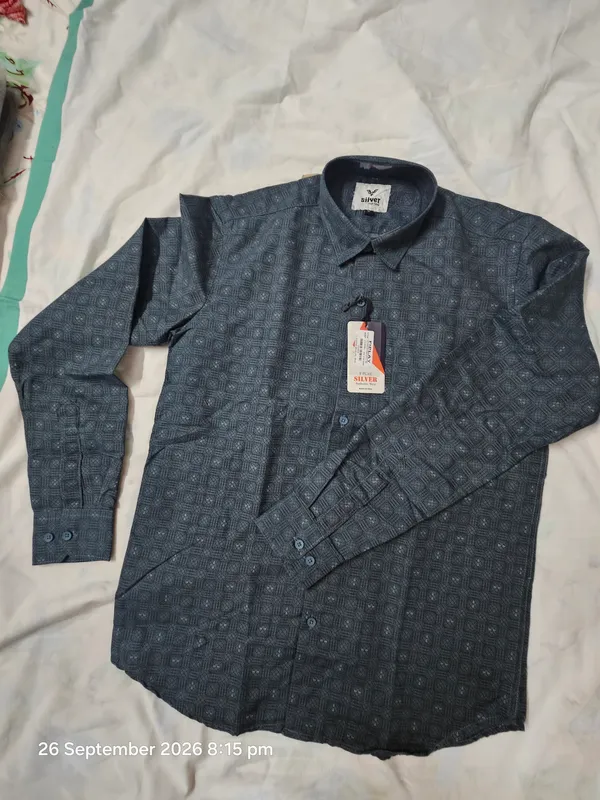 Dusty_Blue_Cotton_Printed_Shirt_For_Men