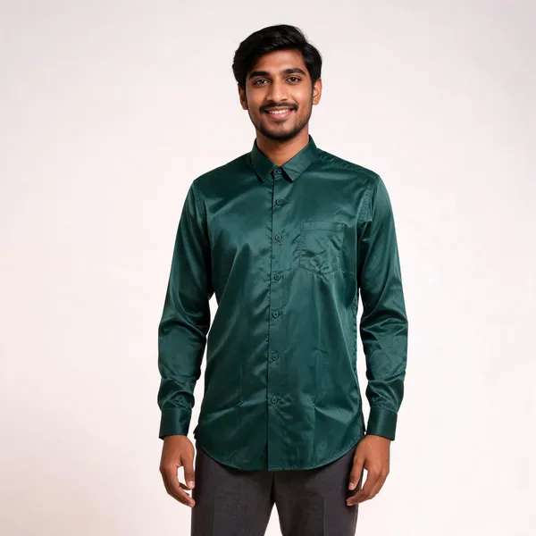 Bottle_Green_Satin_Plain_Shirt_For_Men