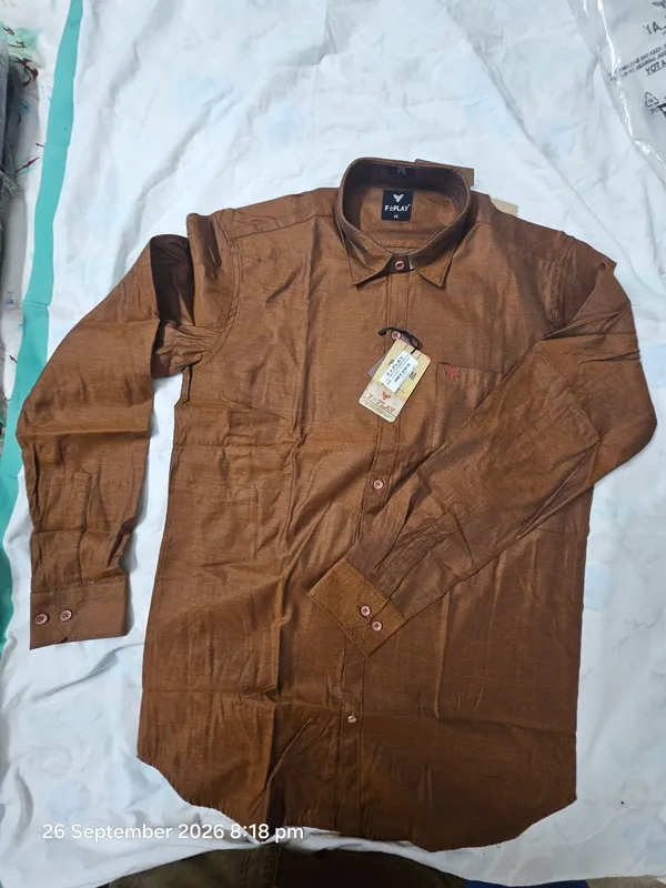Brown_Cotton_Plain_Shirt_For_Men