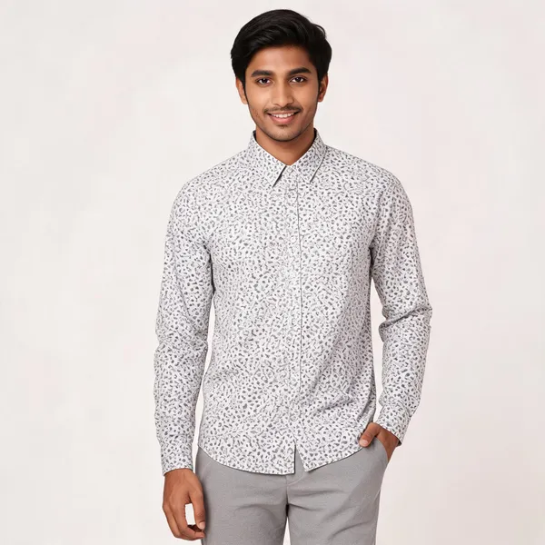 White_Floral_Cotton_Printed_Shirt_For_Men