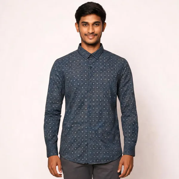 Dusty_Blue_Cotton_Printed_Shirt_For_Men