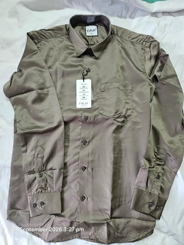 Taupe_Brown_Satin_Plain_Shirt_For_Men