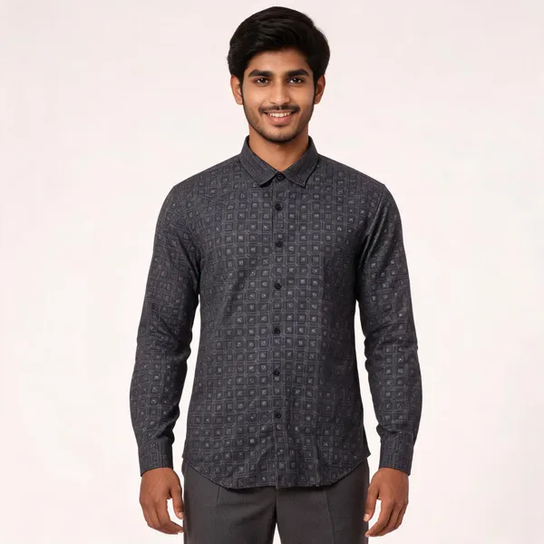 Charcoal_Grey_Cotton_Printed_Shirt_For_Men