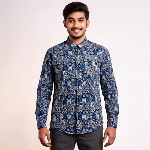 Blue_Floral_Satin_Printed_Shirt_For_Men