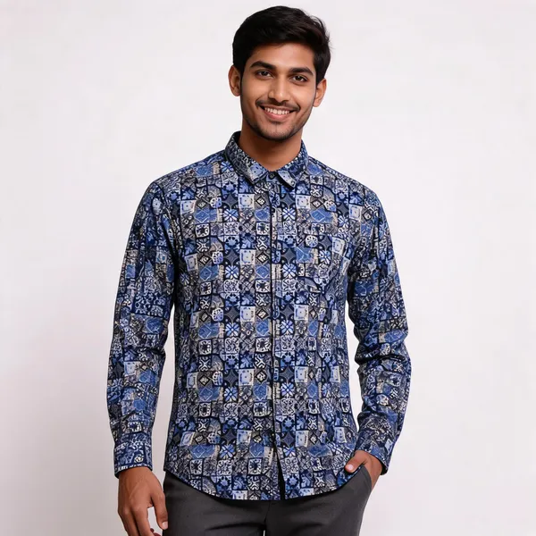 Blue_Floral_Satin_Printed_Shirt_For_Men