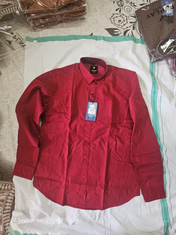 Burgundy_Red_Cotton_Linen_Plain_Shirt_For_Men