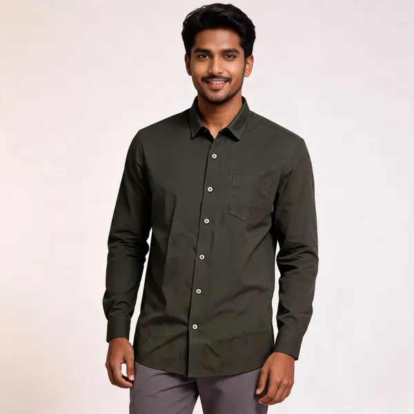 Olive_Green_Viscose_Plain_Shirt_For_Men