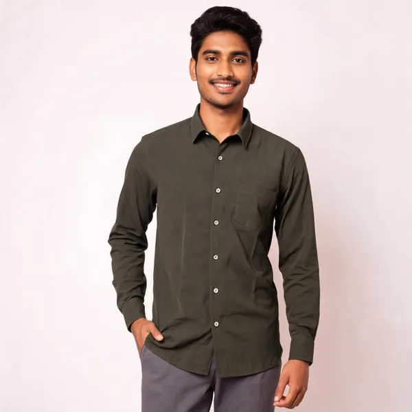 Olive_Green_Viscose_Plain_Shirt_For_Men
