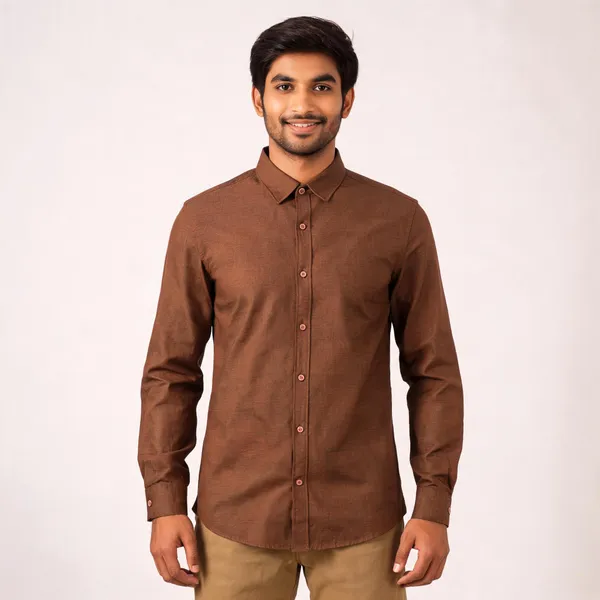 Brown_Cotton_Plain_Shirt_For_Men
