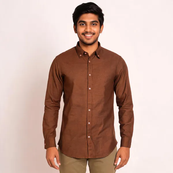 Brown_Cotton_Plain_Shirt_For_Men