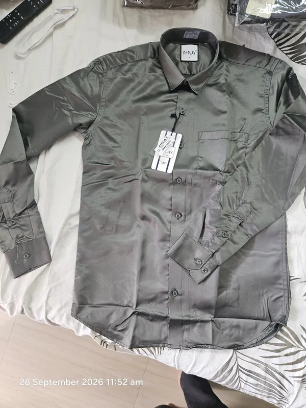 Charcoal_Grey_Satin_Plain_Shirt_For_Men