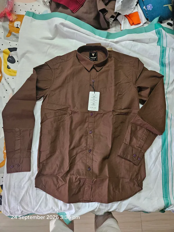 Chocolate_Brown_Cotton_Linen_Plain_Shirt_For_Men