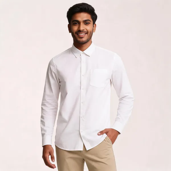 White_Viscose_Plain_Shirt_For_Men