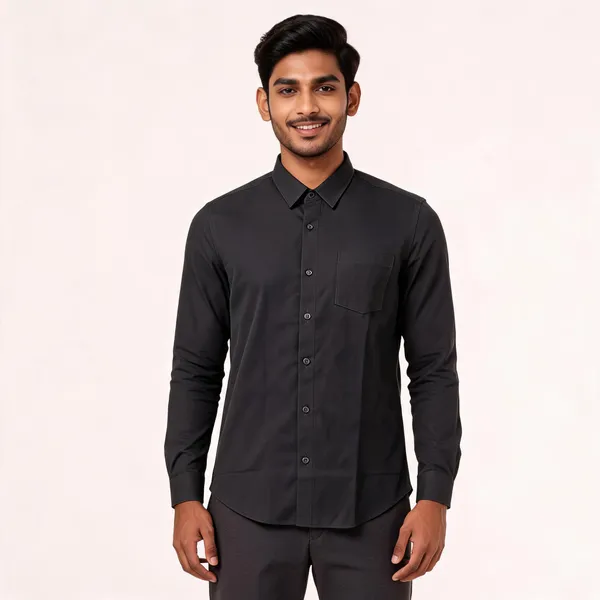 Black_Viscose_Plain_Shirt_For_Men