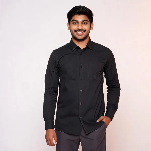 Black_Viscose_Plain_Shirt_For_Men