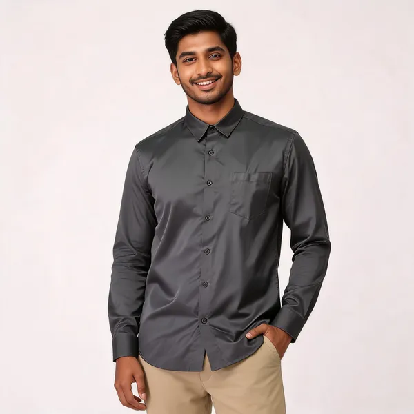 Grey_Satin_Plain_Shirt_For_Men