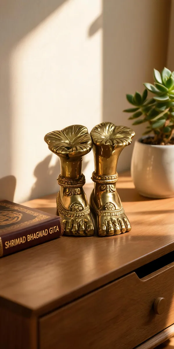 Golden_Lotus_Charan_Paduka_Decorative_Idol_Pair
