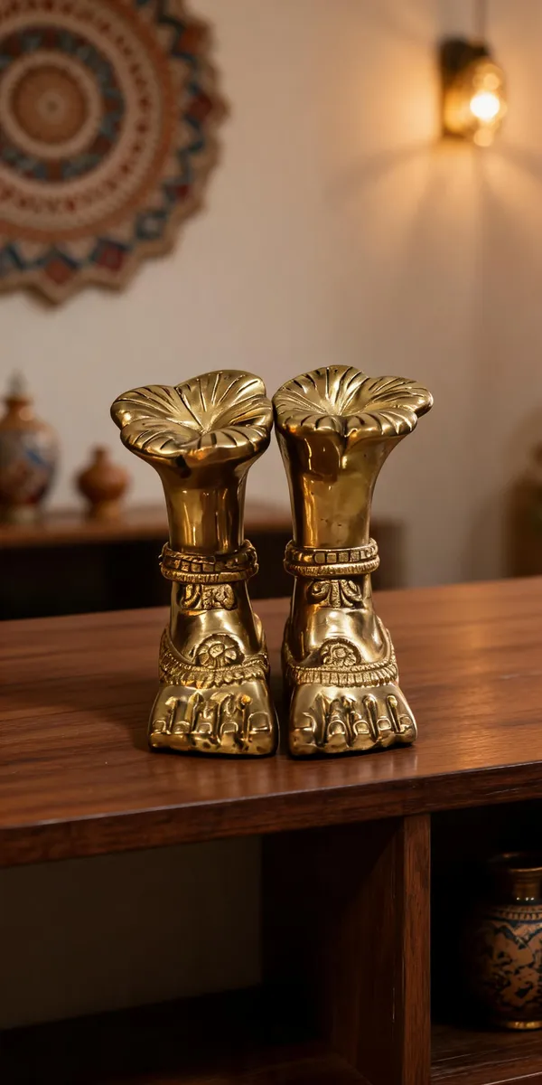 Golden_Lotus_Charan_Paduka_Decorative_Idol_Pair