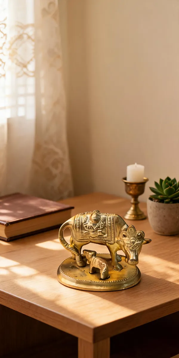 Gold-Tone_Cow_And_Calf_Figurine
