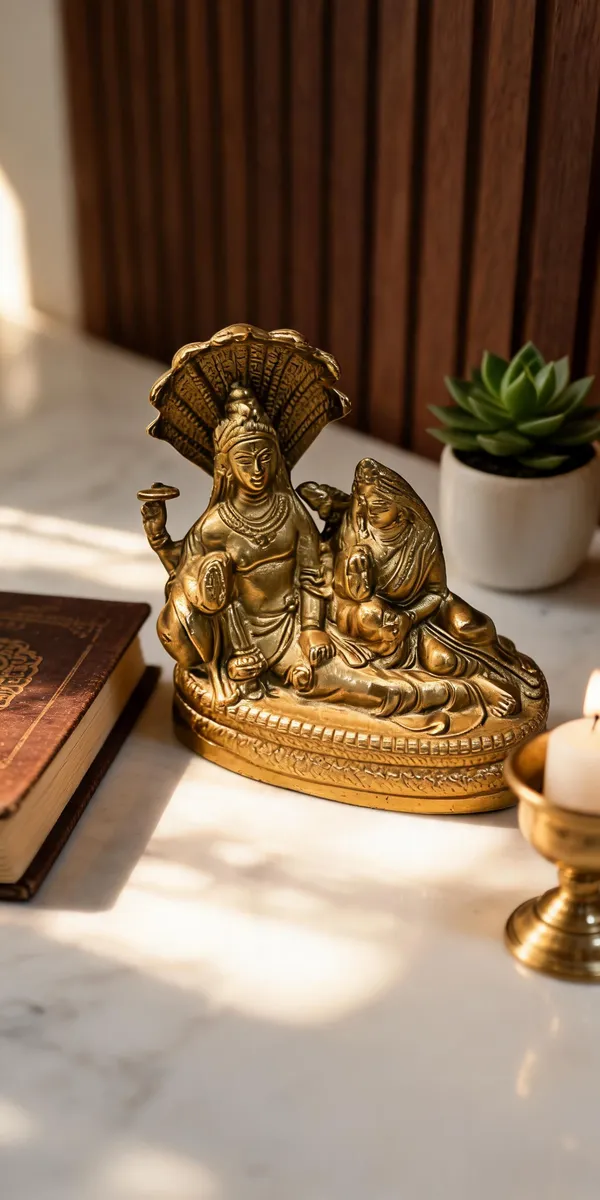 Gold_Tone_Vishnu_Lakshmi_Idol