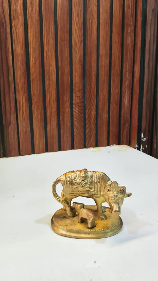 Gold-Tone_Cow_And_Calf_Figurine