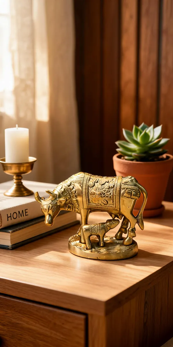 Gold-Tone_Cow_And_Calf_Figurine