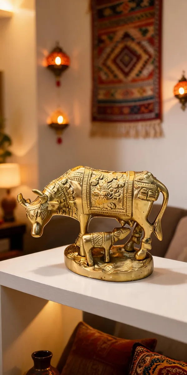 Gold-Tone_Cow_And_Calf_Figurine