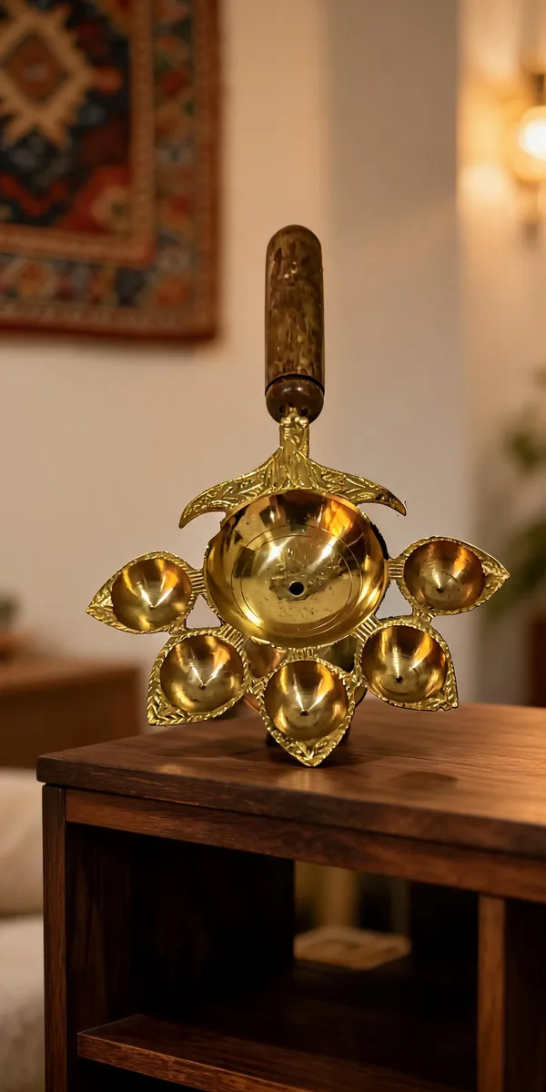 Brass_Traditional_Floral_Multi_Wick_Oil_Lamp